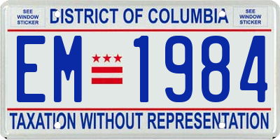 DC license plate EM1984