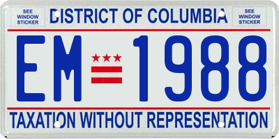 DC license plate EM1988
