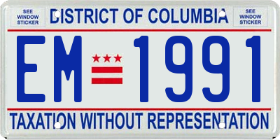 DC license plate EM1991