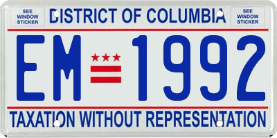 DC license plate EM1992