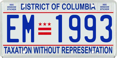 DC license plate EM1993
