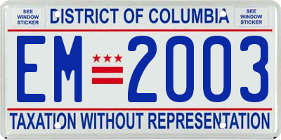 DC license plate EM2003