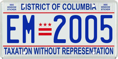 DC license plate EM2005