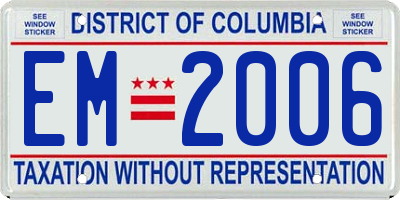 DC license plate EM2006