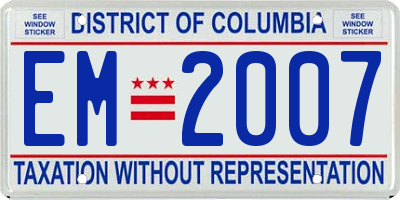DC license plate EM2007