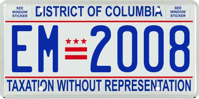 DC license plate EM2008