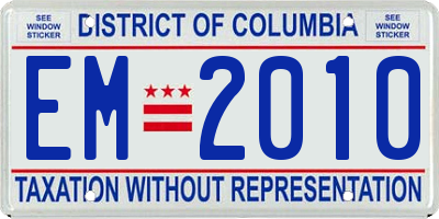 DC license plate EM2010