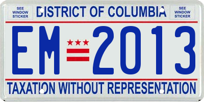 DC license plate EM2013