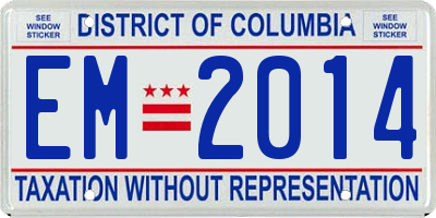 DC license plate EM2014