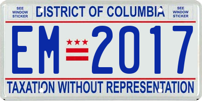 DC license plate EM2017