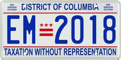 DC license plate EM2018