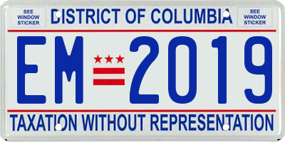 DC license plate EM2019