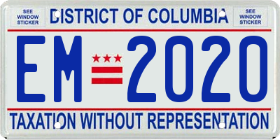 DC license plate EM2020