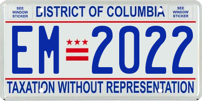 DC license plate EM2022