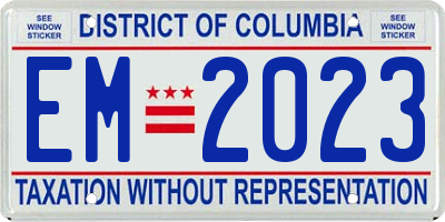 DC license plate EM2023