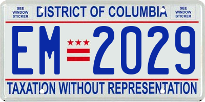DC license plate EM2029