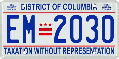 DC license plate EM2030