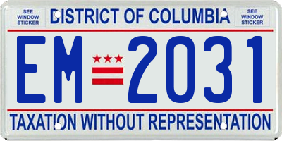 DC license plate EM2031