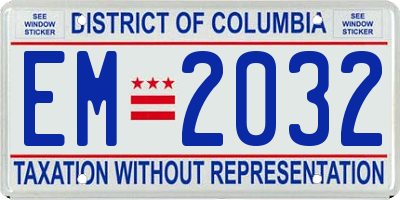 DC license plate EM2032