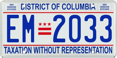 DC license plate EM2033