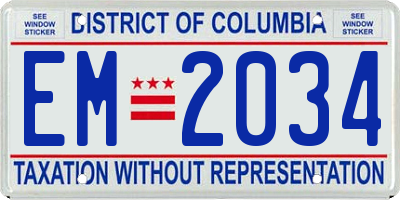 DC license plate EM2034