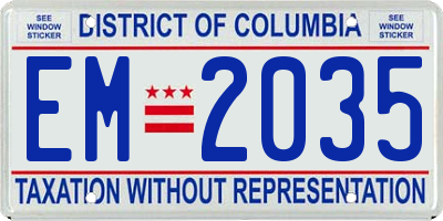 DC license plate EM2035