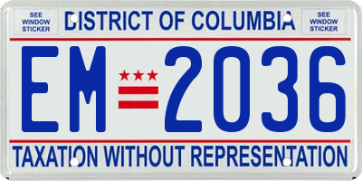 DC license plate EM2036