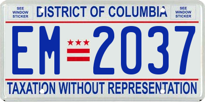 DC license plate EM2037