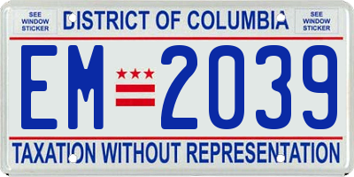 DC license plate EM2039