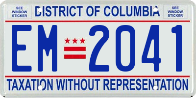 DC license plate EM2041