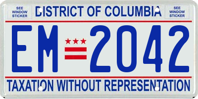 DC license plate EM2042