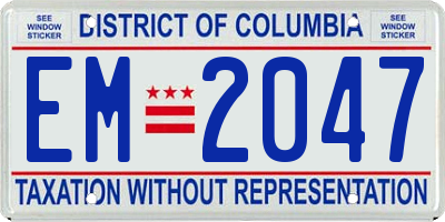 DC license plate EM2047
