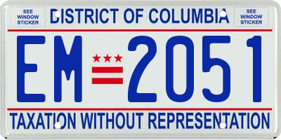 DC license plate EM2051