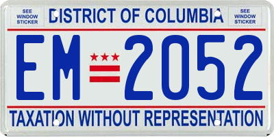 DC license plate EM2052
