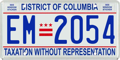 DC license plate EM2054