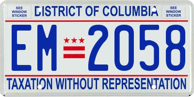 DC license plate EM2058