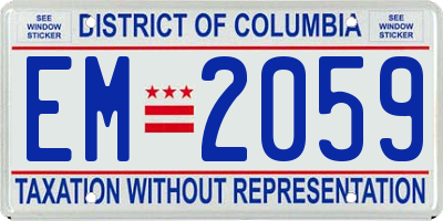 DC license plate EM2059