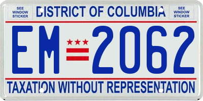 DC license plate EM2062