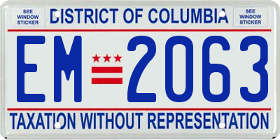DC license plate EM2063