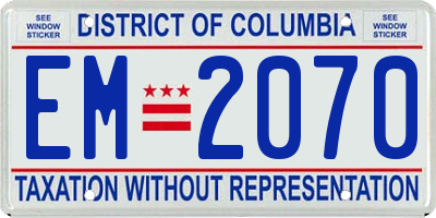 DC license plate EM2070