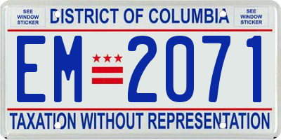 DC license plate EM2071