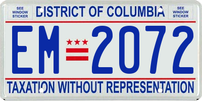 DC license plate EM2072
