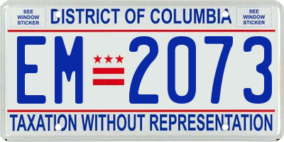 DC license plate EM2073