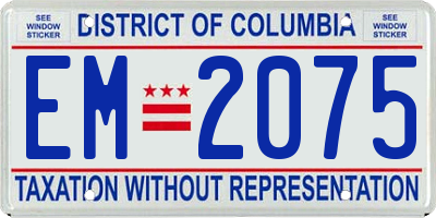 DC license plate EM2075