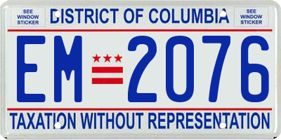 DC license plate EM2076