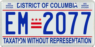 DC license plate EM2077