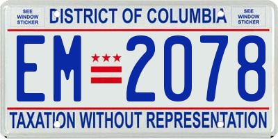 DC license plate EM2078