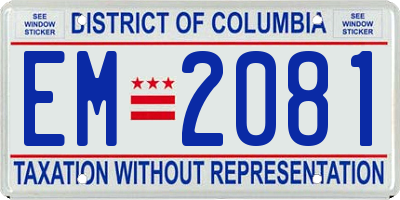 DC license plate EM2081
