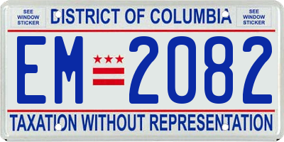 DC license plate EM2082