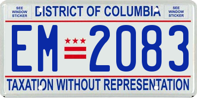 DC license plate EM2083